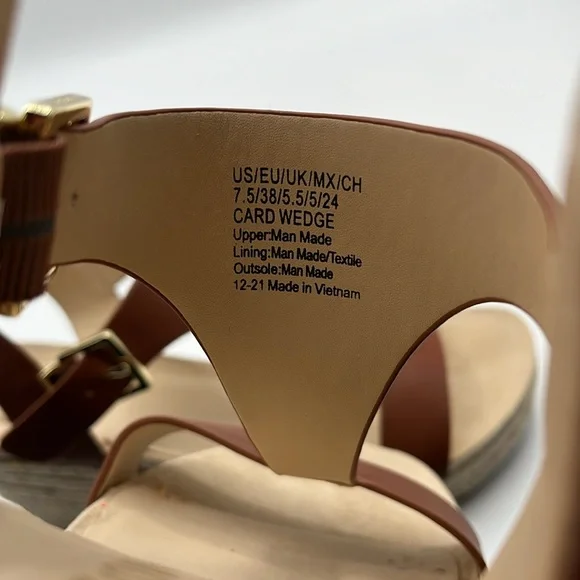 Kenneth Cole REACTION Women's T-Strap Wedge Sandal, Tan - Picture 7 of 8